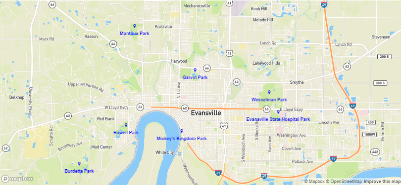 Map of Best parks near Evansville