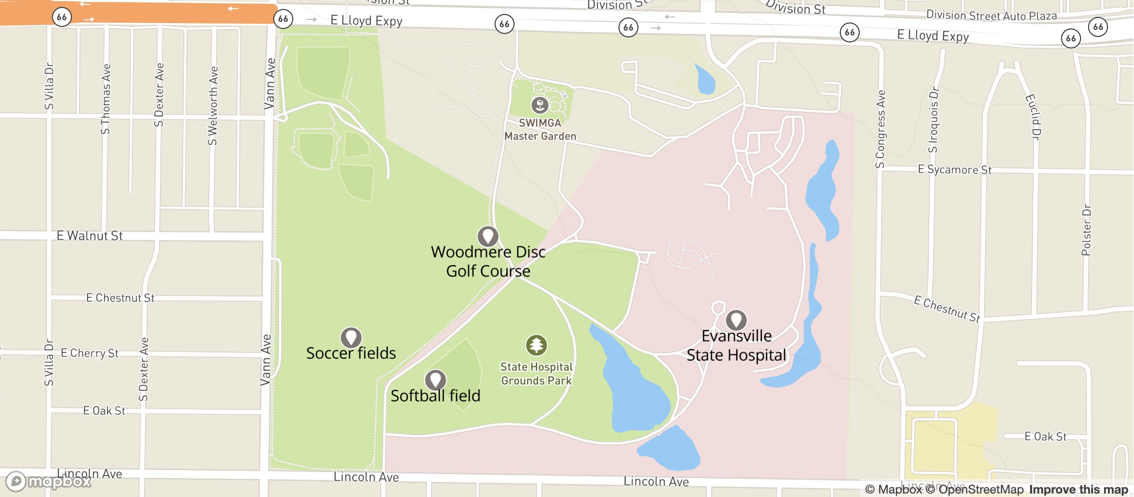 Map of Evansville State Hospital Park