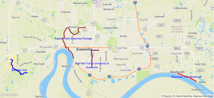 Map of Best bike trails near Evansville