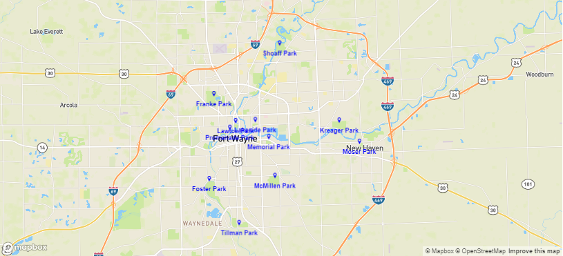 Map of Best parks near Fort Wayne