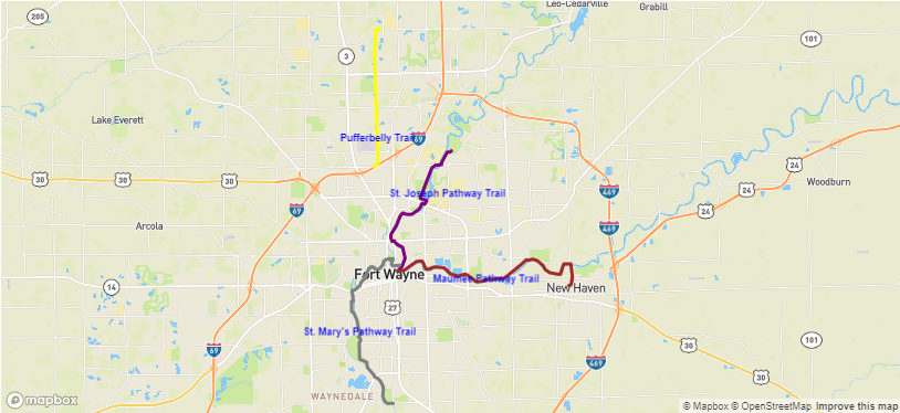 Map of Best bike trails near Fort Wayne