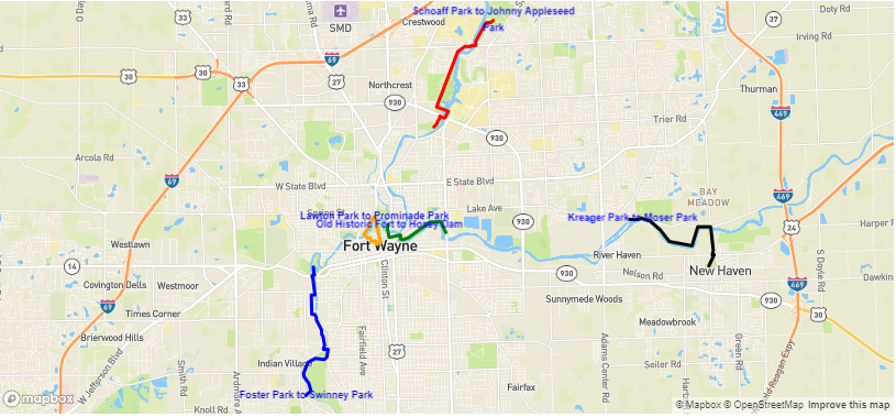 Map of Best city walks and explorations in Fort Wayne