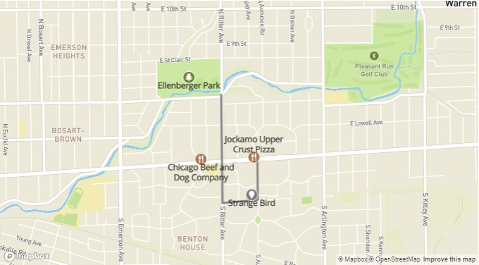 Map of Ellenberger Park to Irvington