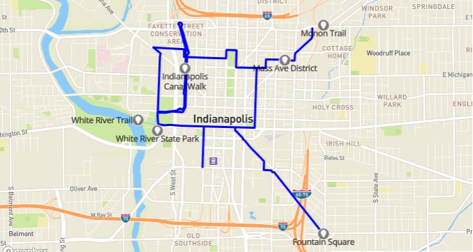 Map of Indianapolis Cultural Trail