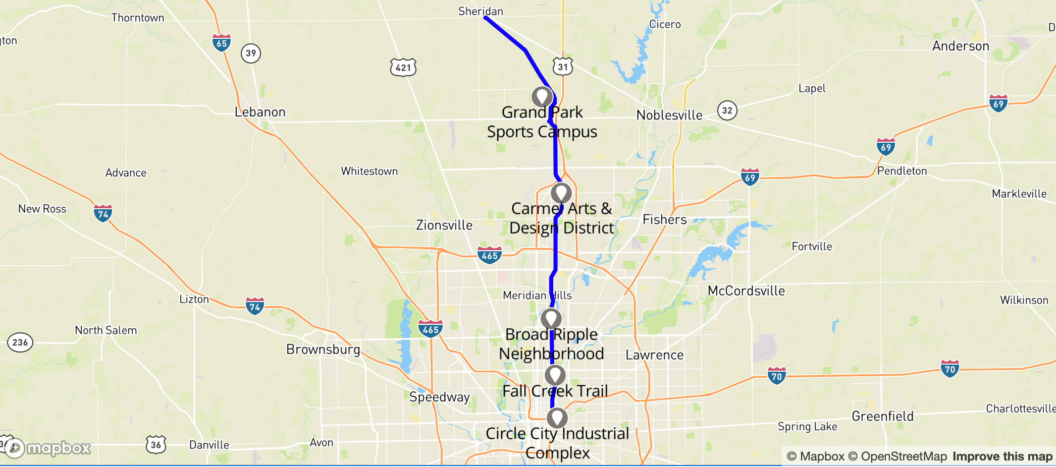 Map of Monon Trail