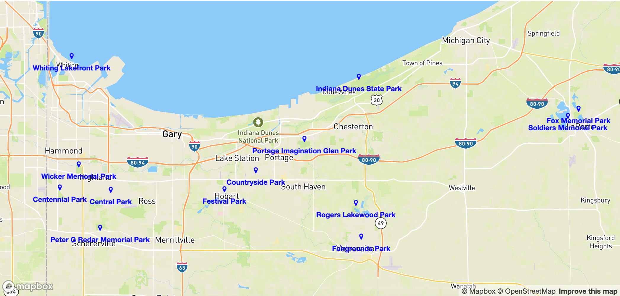 Map of Best parks near Northwest Indiana