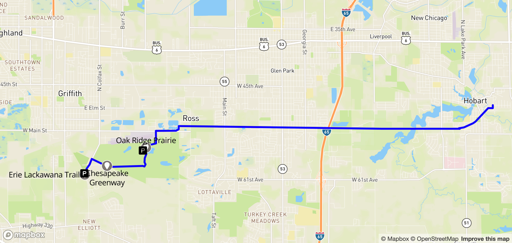 Map of Oak Savannah Trail