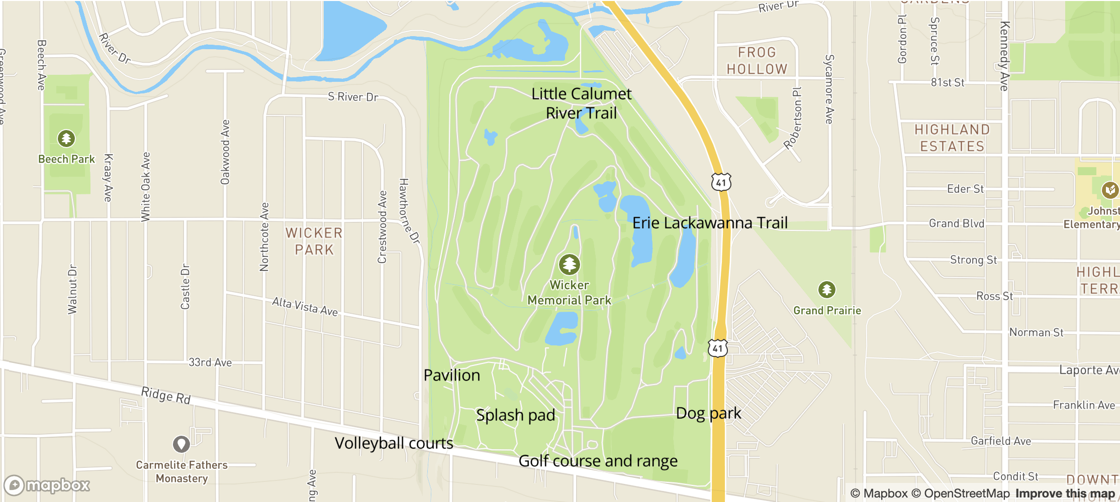 Map of Wicker Memorial Park