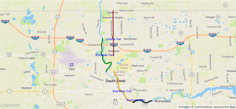 Map of Best bike trails near South Bend Mishawaka